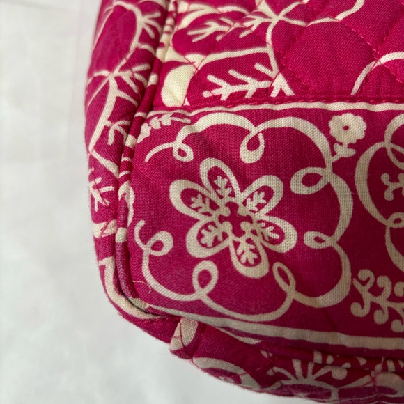 Vera Bradley Shoulder Bag Twirly Bird Pattern Purse Hot Pink White Carry On Bag - Picture 4 of 16